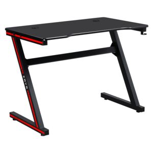 Masă de joc / masă pentru computer, neagră / roşie, MACKENZIE 100cm