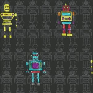 Arthouse Tapet - Retro Robot Retro Robot Black