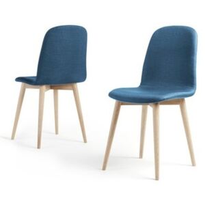 Set 2 scaune cu picioare din lemn masiv de stejar WOOD AND VISION Basic, albastru închis