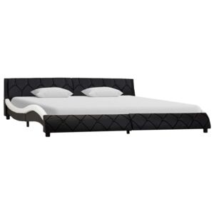 Cadru de pat, negru și alb, 180 x 200 cm, piele ecologică