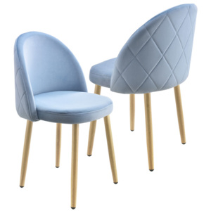 Set 2 bucati scaune design Carmina Hellblau, 76 x 44 cm, textil/metal, albastru deschis