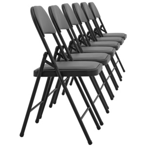 [pro.tec]® Set 6 scaune pliabile birou, conferinta, 80 x 46 cm, piele sintetica, gri
