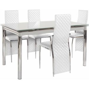 Set masă cu 4 scaune Støraa Pippa William Grey White, alb