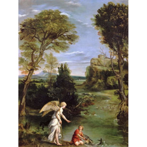 Landscape with Tobias laying hold of the Fish, c.1615 Reproducere, Domenichino (1581-1641) Domenichino (1581-1641)
