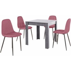 Set masă gri cu 4 scaune roz Støraa Lori Lamar Duro