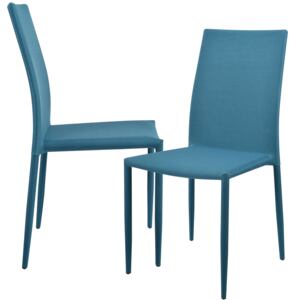 [en.casa]® Set Joy 2 scaune bucatarie, 90 x 42,5 cm, tesatura, turcoaz