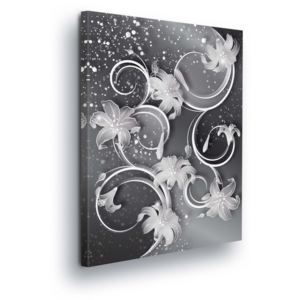 Tablou - Modern Silver-Flower Decoration 100x75 cm