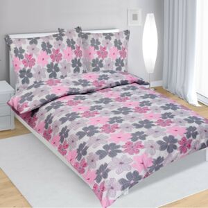 Lenjerie de pat creponată Flori roz, 140 x 220 cm, 70 x 90 cm, 140 x 220 cm, 70 x 90 cm