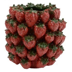 Vaza rosie/verde din portelan 36 cm All Strawberries Van Roon Living