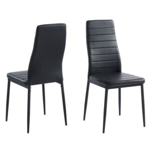 Set 2 scaune negre dining SAM, picioare din metal