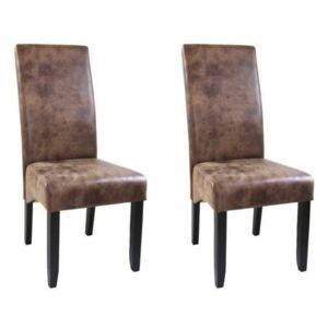 Set 2 scaune dining CUBA cu aspect de piele vintage