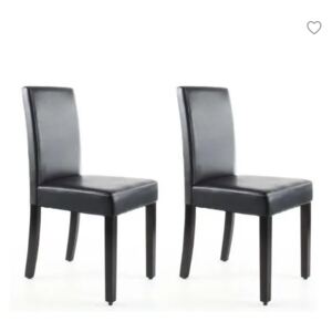 Set 2 scaune dining CLARA, maro, imitatie de piele si lemn de pin