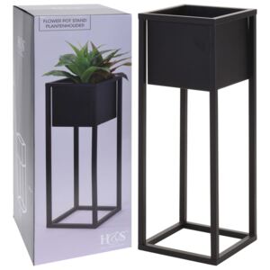 Home&Styling Ghiveci de flori cu suport, negru, 60 cm, metal NB1850010