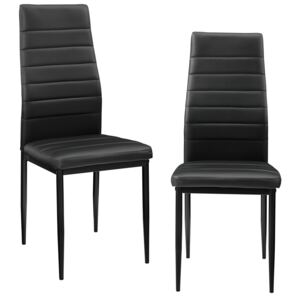 [en.casa]® Set Casandra 2 scaune bucatarie, 96 x 43 cm, piele sintetica, negru