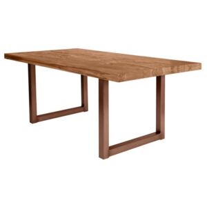 Masă de dining Freya Oiled Oak, 76x100x220 cm, lemn/ metal, maro