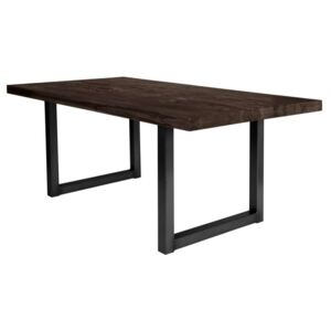 Masă de dining Freya Carbon Oak, 76x100x220 cm, lemn/ metal, gri/ negru