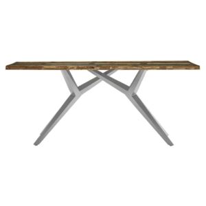 Masă de dining Freya Teak, 73x85x160 cm, lemn reciclat/ metal, multicolor/ argintiu