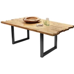 Masă de dining Freya Teak, 75x90x160 cm, lemn reciclat/ metal, maro/ negru