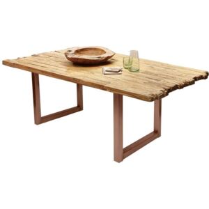 Masă de dining Freya Teak, 75x90x160 cm, lemn reciclat/ metal, maro