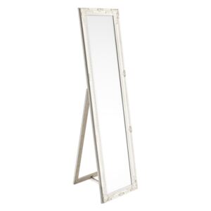 Oglinda decorativa de podea cu rama lemn alb patinat Miro 40 cm x 3 cm x 160 h