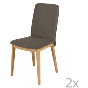 Set 2 scaune, structură din lemn de stejar Woodman Adra Naturo Dark