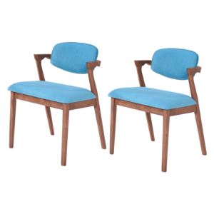 Set 2 scaune tapitate cu stofa water resistant Ivonne Blue, l59xA55xH79,5 cm