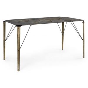 Masa de birou din metal si lemn de stejar Mainland Antique, L140xl70xH75 cm