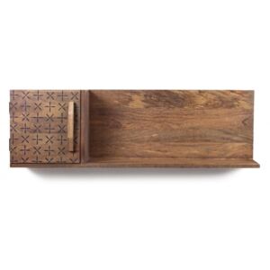 Etajera suspendata din lemn de mango, cu usa pe partea stanga Emira Natural, l103xA20xH31,9 cm