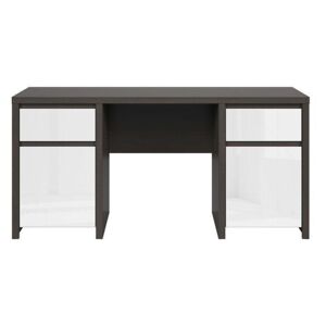 Birou calculator mare KASPIAN, wenge/alb lucios, 160X65X77 CM