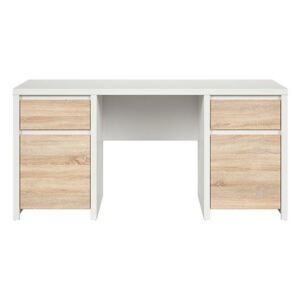 Birou calculator mare KASPIAN, alb mat/stejar sonoma, 160X65X77 CM