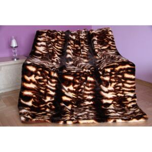 Pătură acrilică de lux maro, cu model dungi Lăţime: 160 cm | Lungime: 200 cm