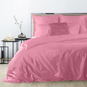 Lenjerie de pat dublă roz, din satin de bumbac 3 părți: 1buc 160 cmx200 + 2buc 70 cmx80