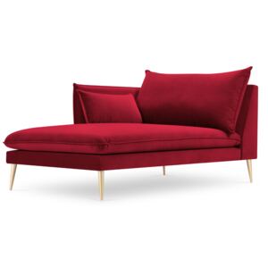 Fotoliu lounge stanga din catifea rosie Agate - Aurii