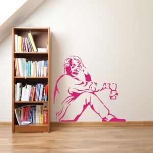 GLIX Banksy "Einstein" - autocolant de perete Roz 100 x 90 cm