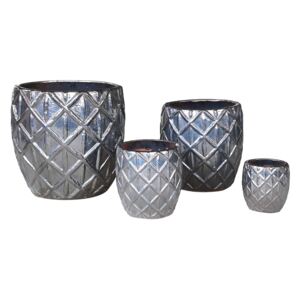 Set 3 suporturi pentru plante din ceramica argintii