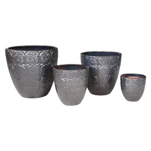 Set 4 suporturi pentru plante din ceramica Jinte argintii