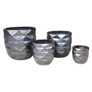 Set 4 suporturi pentru plante din ceramica Lotte argintii