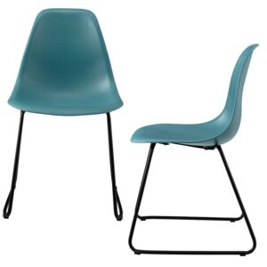 [en.casa]® Set Corina 2 bucati scaune design - 82 x 46,5cm - cu picioare metalice - turcoaz