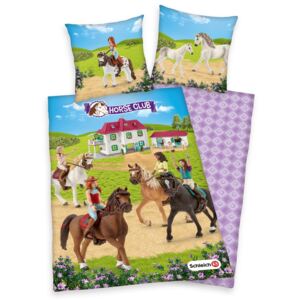 Lenjerie de pat copii, din bumbac, Horse club, 140 x 200 cm, 70 x 90 cm