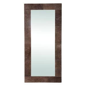 Oglindă dreptunghiulară cu cadru de piele Lynne maro 160x58cm