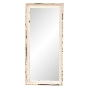 Oglinda de perete cu rama din lemn alb antichizat 24 cm x 4 cm x 57 h