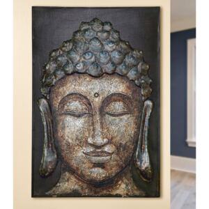 Tablou Buddha Siddhartha, lemn metal, multicolor, 80x120x5 cm