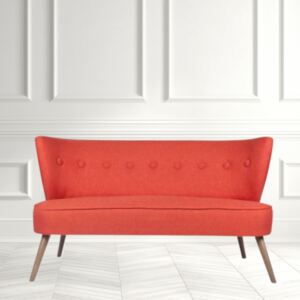 Canapea cu 2 locuri MARTINO, Rosu , 141x73x77 cm, Stil modern, Textil/Lemn, Living/Birou/Sala de asteptare