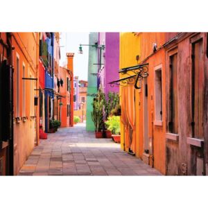 Old Colourful Street Fototapet, (211 x 91 cm)