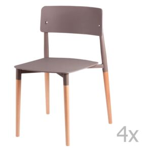 Set 4 scaune cu picioare din lemn sømcasa Claire, gri