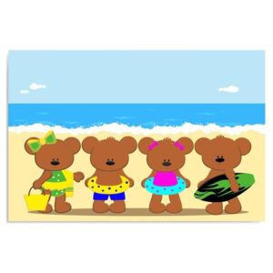 CARO Tablou pe pânză - Teddy Bears On The Beach 40x30 cm