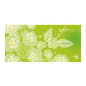 Panou bucatarie, protectie plita, aragaz, antistropire, print UV model Flori cu Fundal Verde