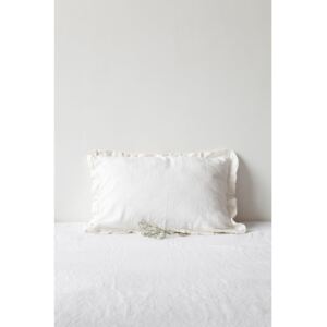 Pernă din in cu tiv plisat Linen Tales, 50 x 60 cm, alb