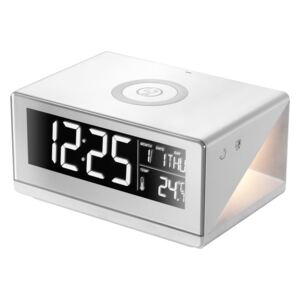 Immax 08957L - Ceas cu alarmă, cu iluminare de noapte și încărcător wireless QI ALZATI LED/12W/5V