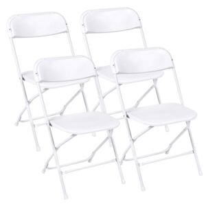 4 buc scaune pliante din plastic, alb